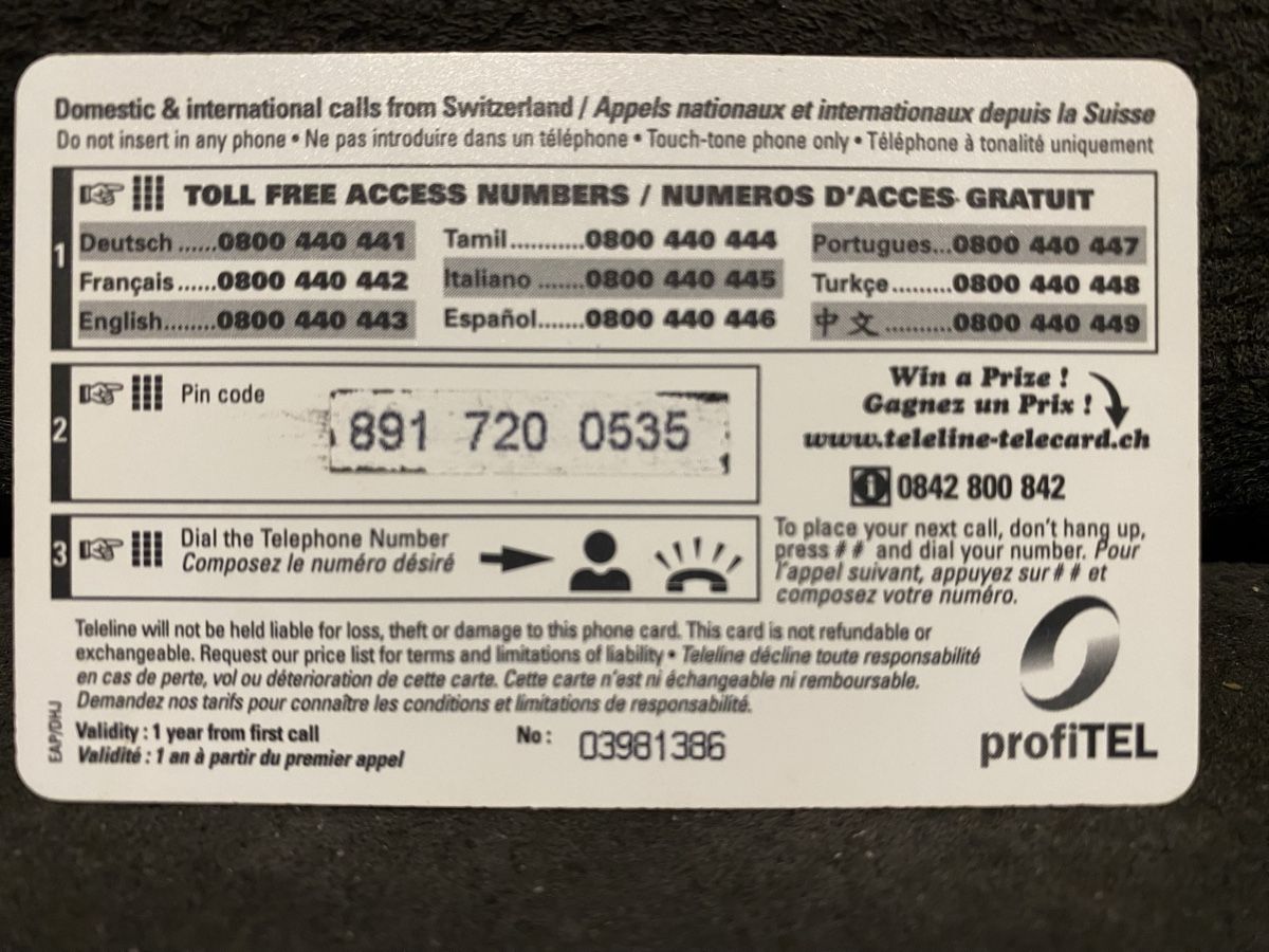 Telefon- & Taxkarten: Teleline  – Gebraucht aus Lausanne von babacard10 1