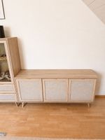 Sideboard Holz Optik mit Rattan Fronten 3 Tueren neu