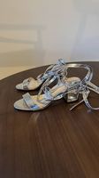 Sandalen mit Absatz, silber, 39