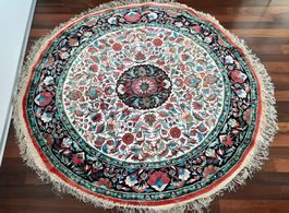 Seidenteppich, handgeknüpft, rund, Q150cm