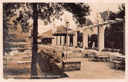 Gruss aus BAD HONNEF - Städt. Kurhaus, Terrasse mitDrachenfe