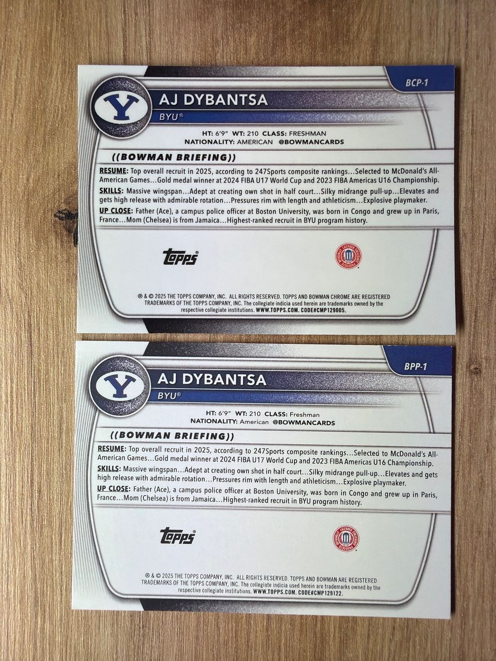 Nba Carte collezionabili: NBA AJ Dybantsa RC 1st Bowman Chrome 2025 – Usato da Netstal venduto da Clutch79Cardz 1