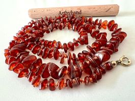 Vintage Bernstein Longkette 70 cm warm leuchtender Kirschton