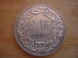 (C1) 2 Franken 1908 VZ+