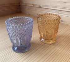 2 x Windlicht Glas 7*8 cm im Vintage Look
