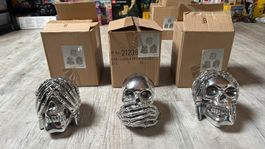 Totenkopf, Skull, höre sehe spreche nichts, silbern, Tattoo