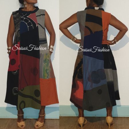 Sommer 100%Baumwolle  Batik  Handbemaltes Kleid XS-M