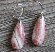 NEU: Rhodochrosit Argentinien Ohrringe Ohrhänger 4 cm lang
