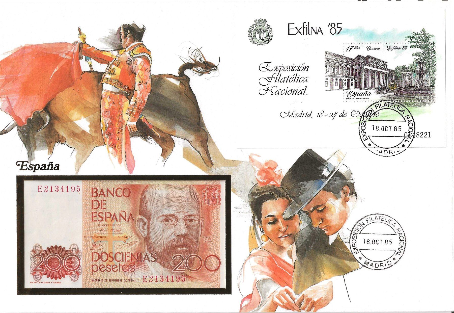 Banconote: Notenbrief Espana 1985 – Usato da Zürich venduto da Philacat11