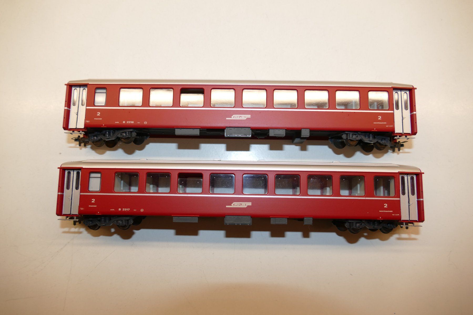 Bemo Modellini di ferrovie: Bemo H0m: 2xRhB 2.Kl. Personenwagen B – Nuovo (secondo la descrizione) da Niederhasli venduto da rail-duerst 1