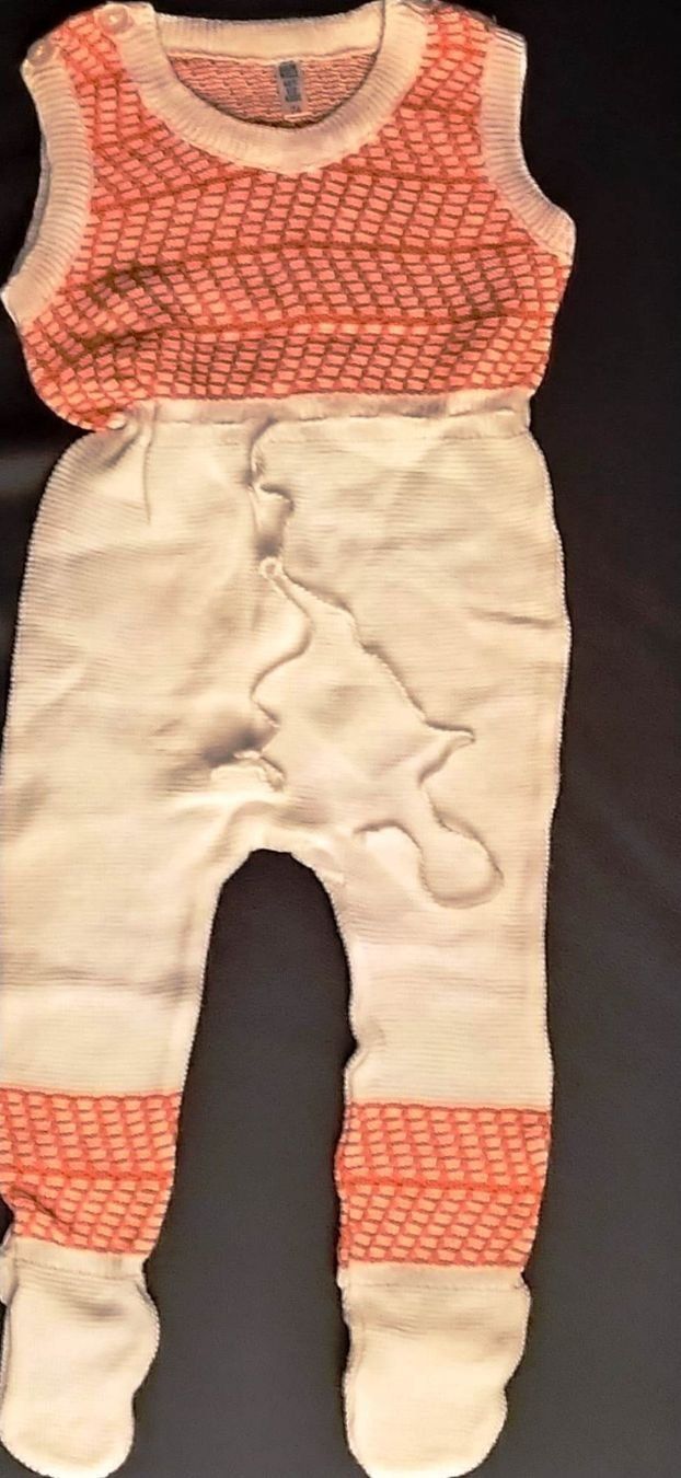 Pagliaccetti: Strampler, gestrickt in Weiss/Orange – Nuovo e nell'imballaggio originale da Zürich venduto da 1-2-3-Kaufen 3