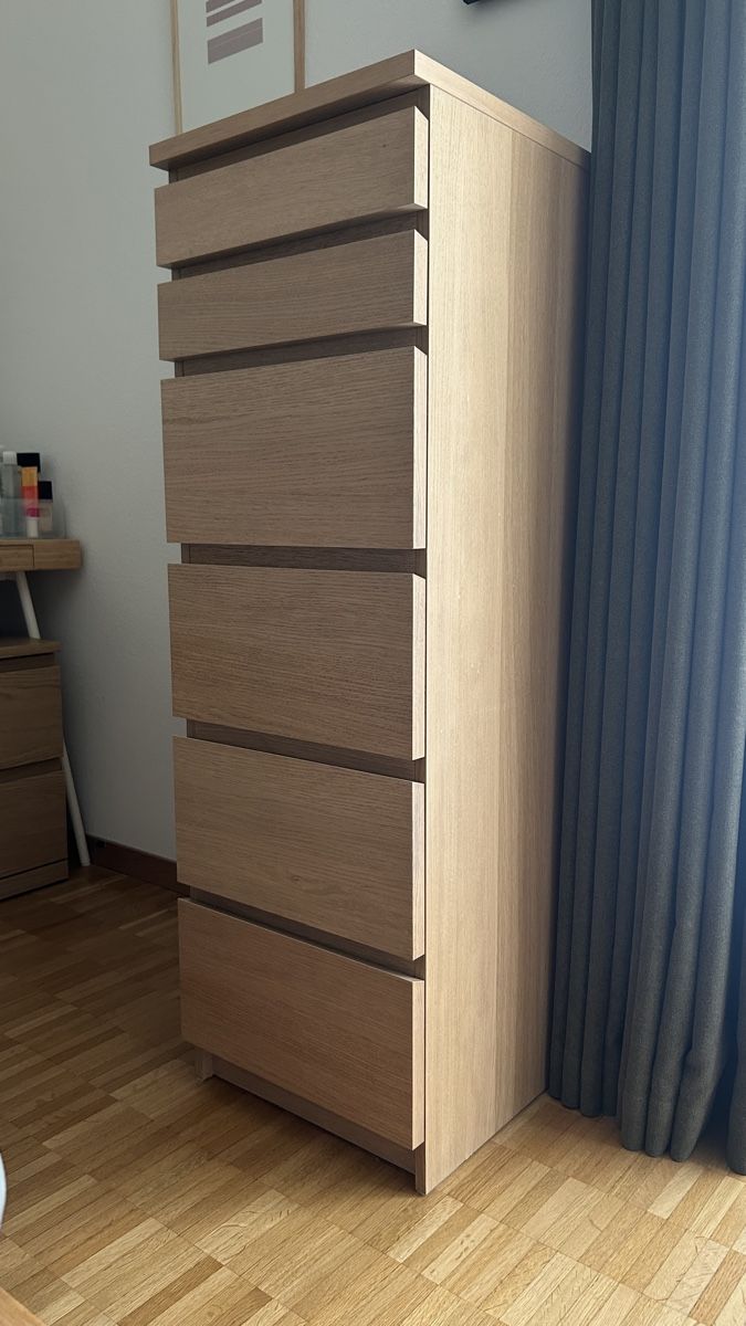 Ikea Kommoden: IKEA MALM Kommode 6 Schubladen Eichenfurnier weiss 40x123cm – Gebraucht aus Basel von qua_v7qp 1