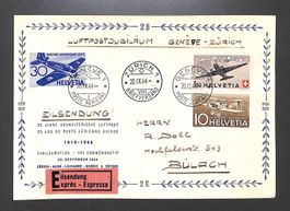 1944 Offizieller Brief Flugpost F37, F39 & F40 GENF - ZÜRICH