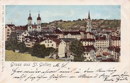 Gruss aus St. Gallen, Metalleffekte an Fenstern, gel. 1899