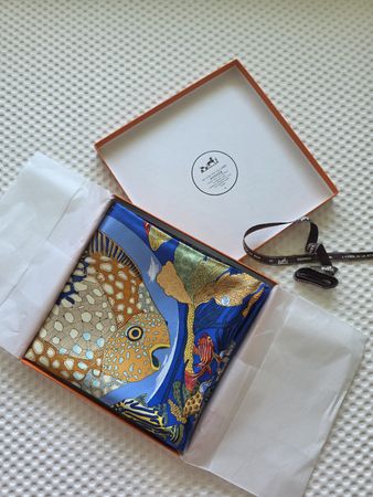 Wunderschönes Hermès Seidentuch „L’Année de la Mer“ 90