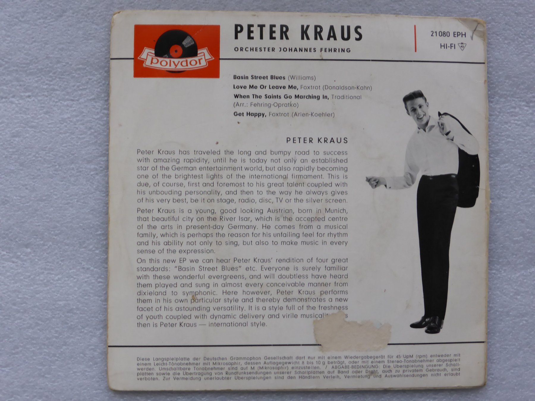 Dischi in vinile: Vinyl Single  EP  PETER KRAUS – Usato da Küssnacht am Rigi venduto da Mondkinder 3