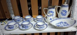 Altes 16 teiliges Kaffee/Tee/Service Rosslau China Blau TOP!
