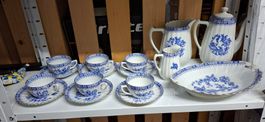 Altes Kaffee/Tee/Service für 6 Pers. Rosslau China Blau TOP!