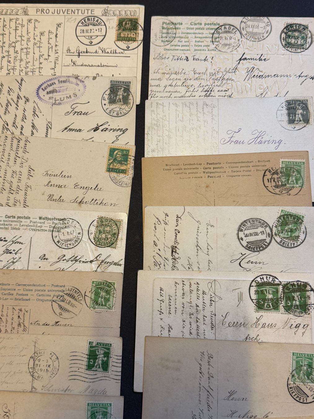 Tutti i francobolli: 30 alte Postkarten mit CH-Marken (ca. 1900-1930) – Usato da Eschlikon TG venduto da Tiefe7 6