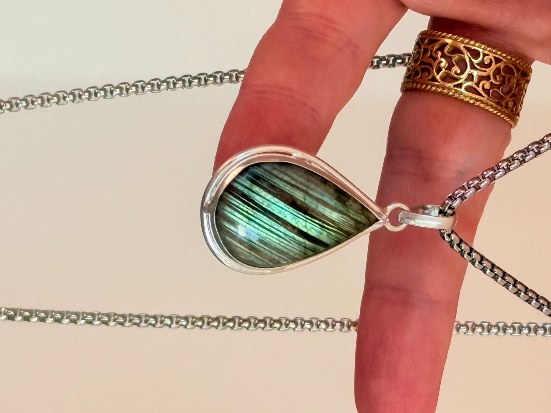 Catenine: Superbe collier Labradorite, neuf! – Nuovo e nell'imballaggio originale da Genève venduto da AGBERG 8