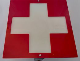 Schweizerkreuz Lampe rot-weiss leuchtend / Schweiz Wandlampe