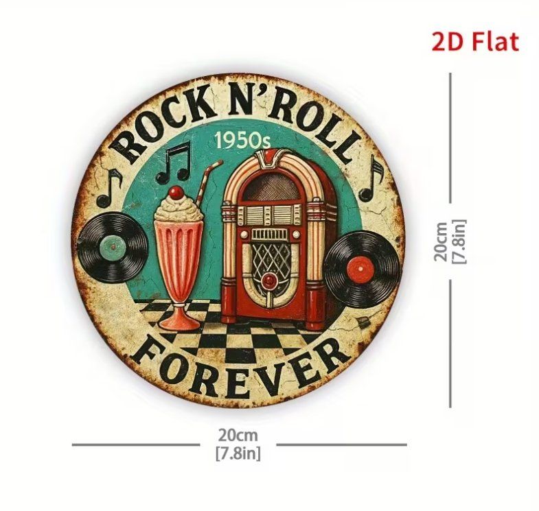Insegne: Schild Vintage 1950er Rock 'n' Roll Forever – Nuovo e nell'imballaggio originale da Gerlafingen venduto da Tsuru 1