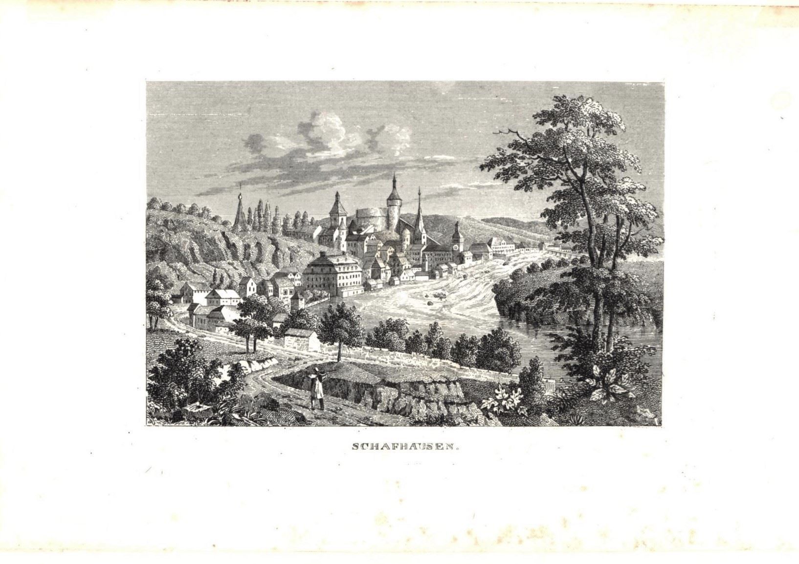 Incisioni: Schaffhausen Original-Kupferstich 1836 – Usato da Rafz venduto da Helvet32