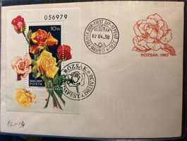 Ungarn 1982 ill. FDC SSt Block Rosen 10 Ft