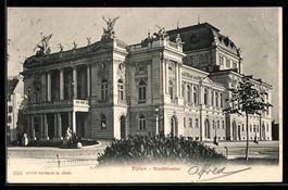 AK Zürich, Stadttheater mit Vorplatz