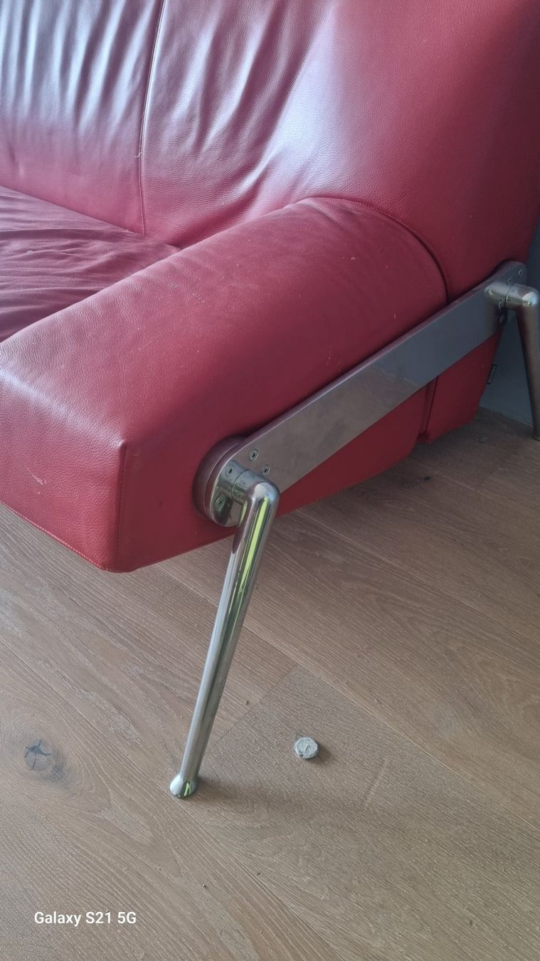 Divani: Ital. Designer Sofa Leder Rot – Usato da Winterthur venduto da hadok7 2
