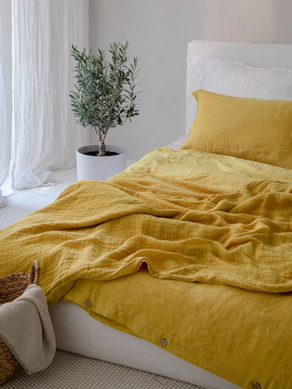 Biancheria da letto: Sonnengelb Leinenbettwäsche Set – Nuovo e nell'imballaggio originale da Affoltern am Albis venduto da EdelLinn 3