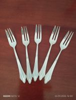 5 Kuchengabeln silberfarben Set gebraucht guter Zustand