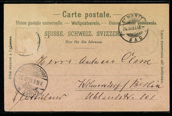 Cartoline postali: Litho St. Moritz /Engadin, Ortsansicht a – Usato da Berlin venduto da bartko-reher 1