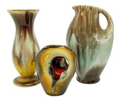 Vase 3x Fohr etc... vintage Mid century 50s' 8-14 cm
