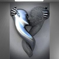 🩶Faszinierendes 3D-Effekt WALL ART "METAL LOVE" mit Rahmen