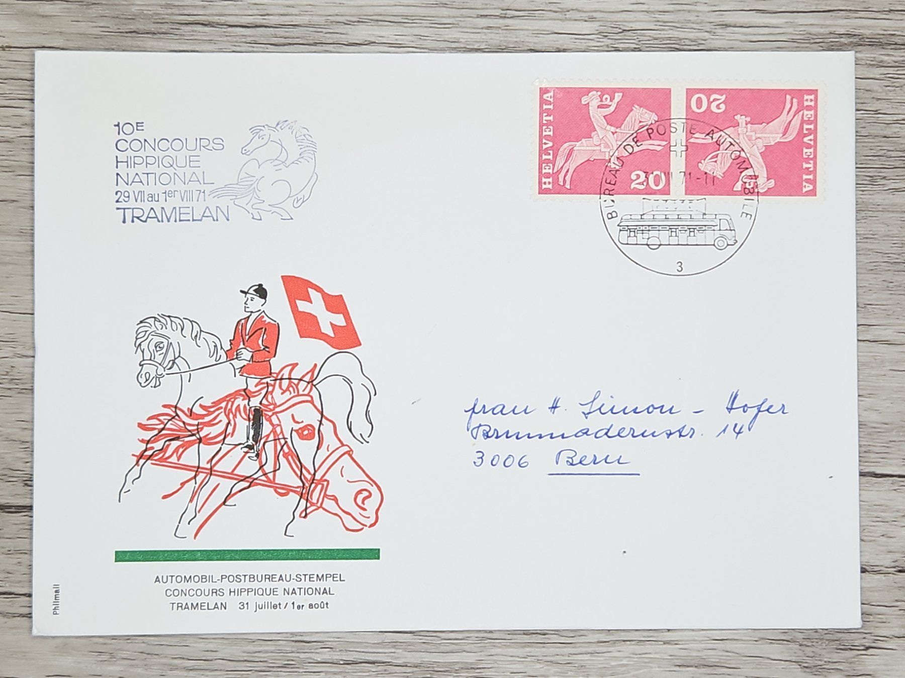 Tutti i francobolli: CL17 Enveloppe + Timbre Suisse 1971 – Usato da Cousset venduto da Patrick_Collections