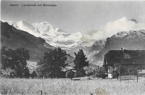 Ansichtskarten: Aeschi Landschaft mit Blümlisalp – Gebraucht aus Olten von clotaldi