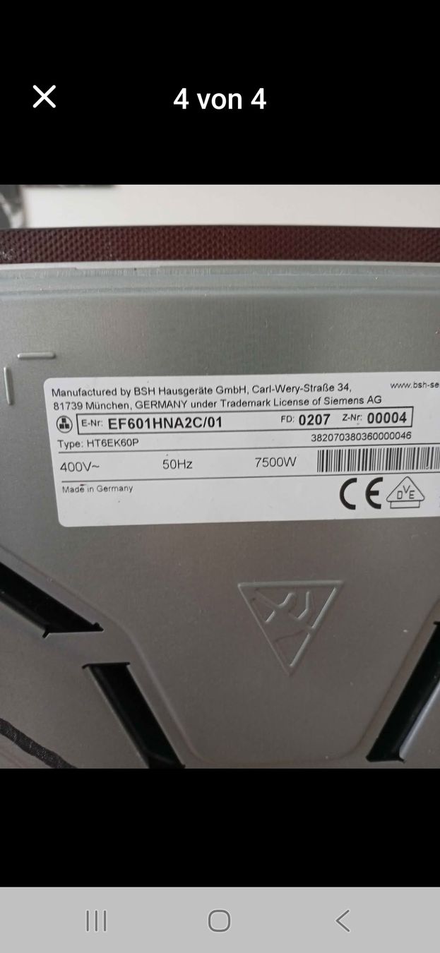 Elettrodomestici da cucina: Siemens Kochfeld Induktion HT6EK60P – Nuovo (secondo la descrizione) da Vogelsang AG venduto da katedenija1 3
