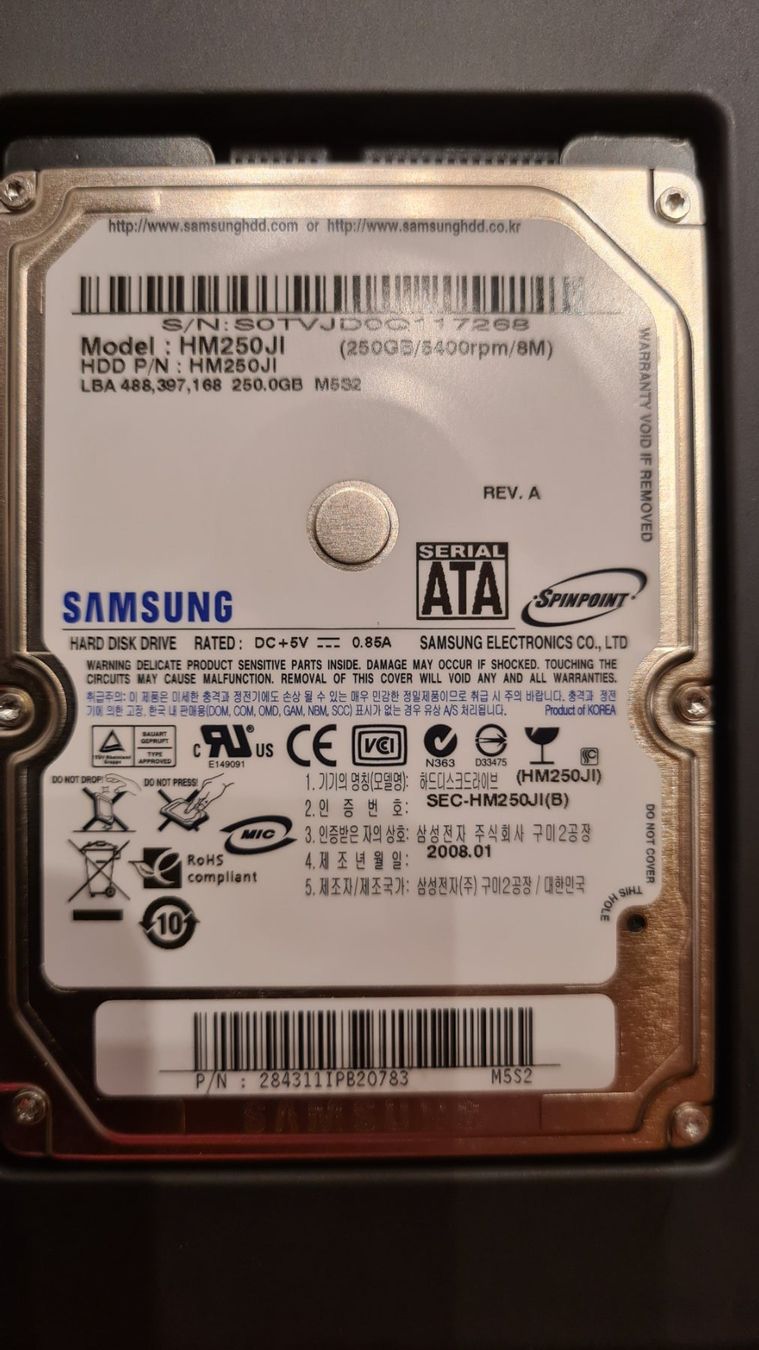 Samsung Harddisks: Samsung  Festplatte 250GB, Model HM250JI – Gebraucht aus Winkel von Heuresis 3
