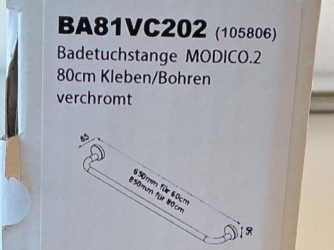 Portasciugamani: Bodenschatz Badetuchstange 80cm – Nuovo e nell'imballaggio originale da Zug venduto da Bauteile-Zug 3