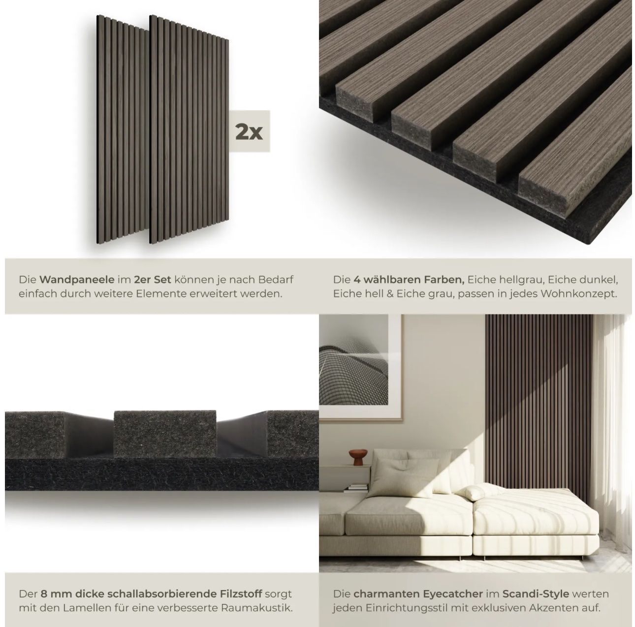 Altri accessori: neue 2er Set Akustikpaneele Sonic Wall grau – Nuovo e nell'imballaggio originale da Necker venduto da liq24 3