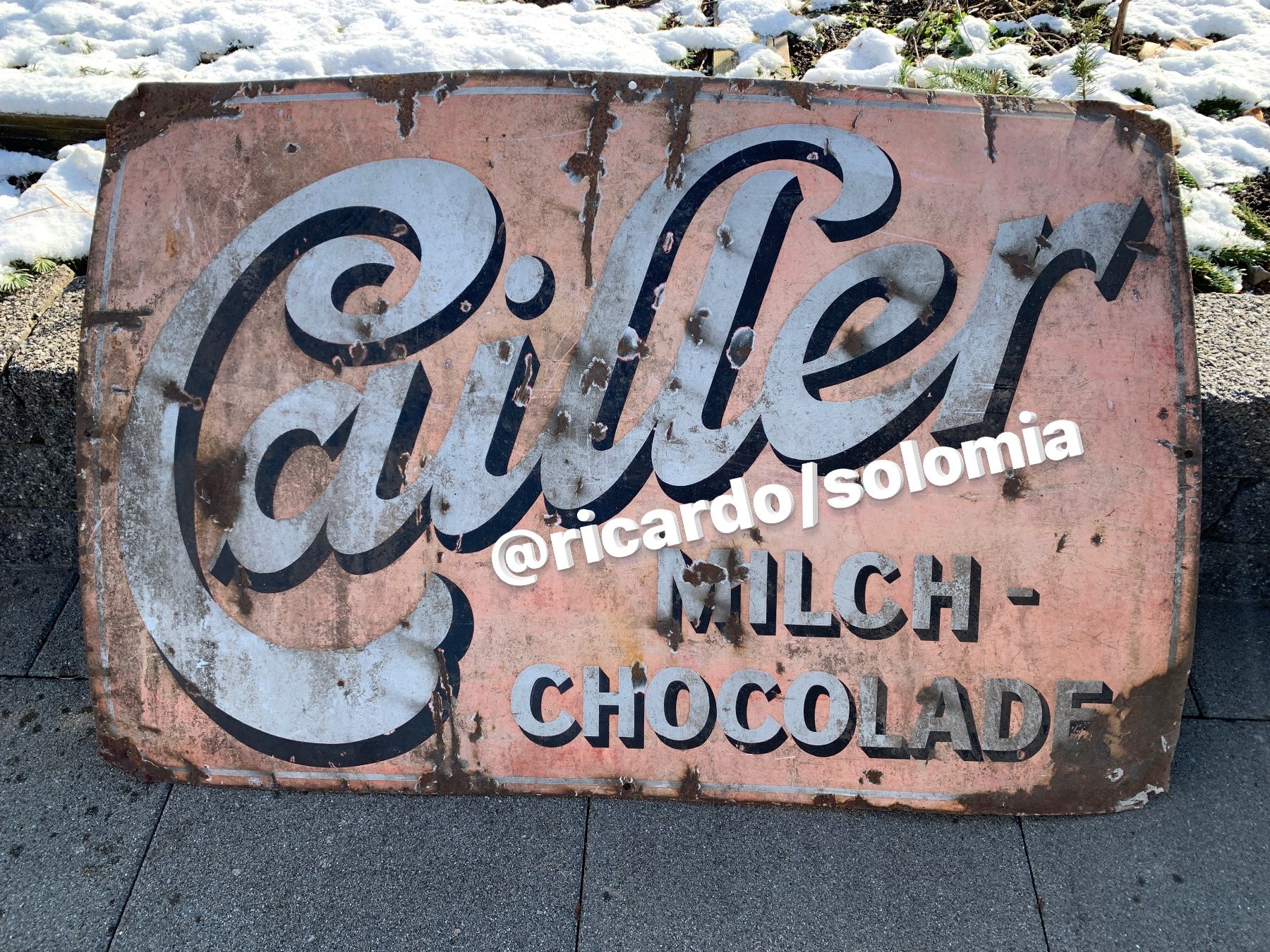 Cailler Schilder: Email Schild Cailler 150cm x 100cm – Gebraucht aus Kestenholz von hstech 1