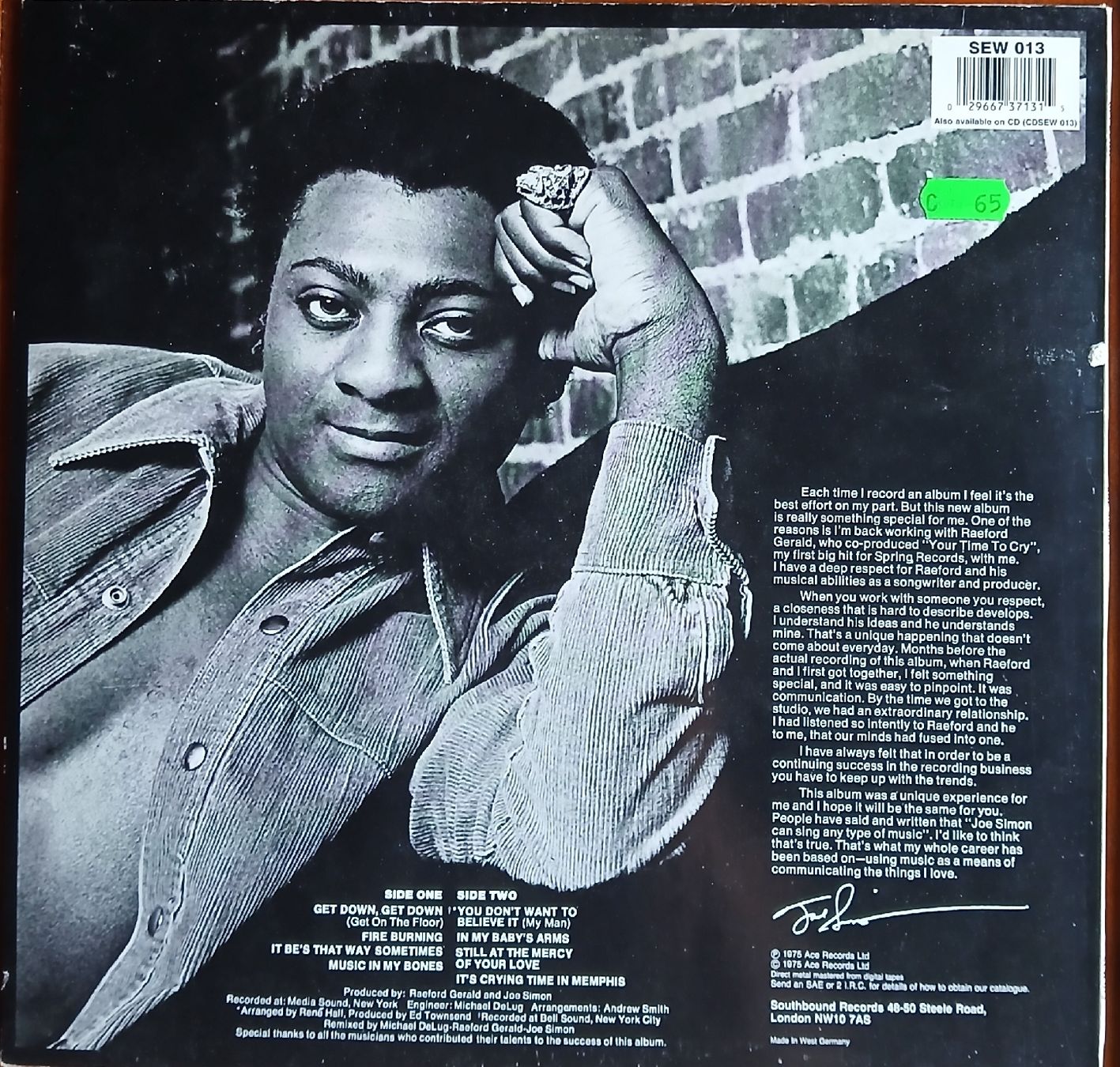 Dischi in vinile: LP - Joe Simon / Get Down – Usato da Lausanne venduto da Soulbrother 1