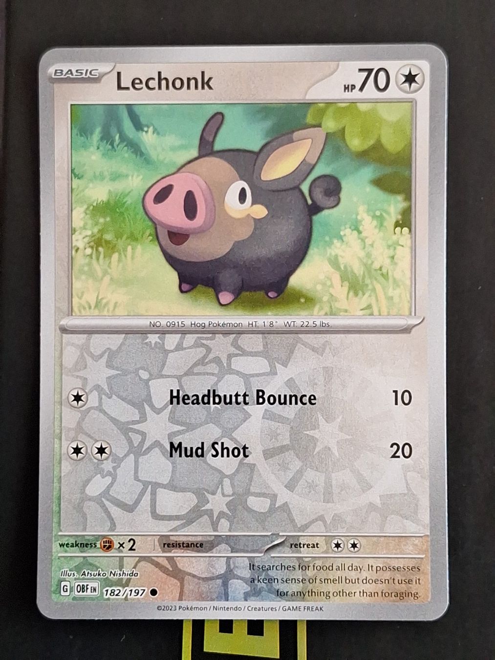 Pokémon Carte collezionabili: Lechonk - Pokemon Reverse Holo Obsidian Flames – Usato da Altstätten SG venduto da GGsGameshop