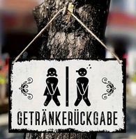 LUSTIGES SCHILD *WC-GETRÄNKERÜCKGABE* AUS HOLZ NEU