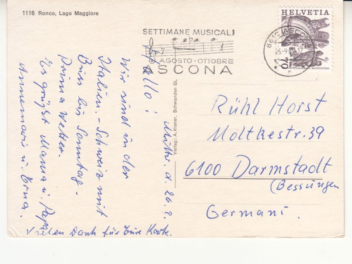 Ansichtskarten: Ronco 1984 – Gebraucht aus Bürglen TG von StampGraf 1
