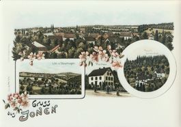 Gruss aus Jonen  -  (AK-Lithoansicht um 1900 im Form. A4)