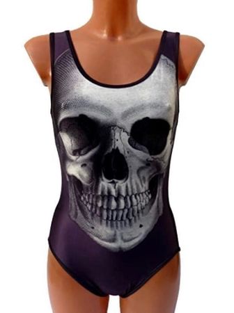 Skull Totenkopf Print Badeanzug Swimsuit