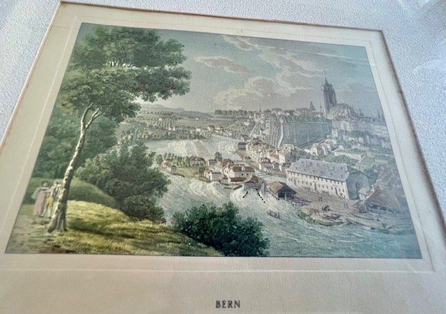 Incisioni: Kunststich Stadt Bern Schwellenmätteli an der Aare 1820 – Usato da Thun venduto da Steinitz 1
