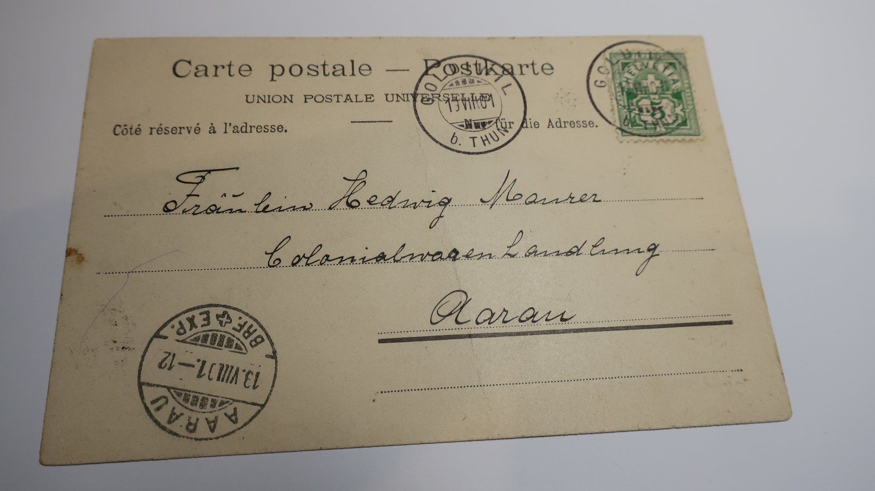Ansichtskarten: Gruss von Thun !  1901 – Gebraucht aus Cormoret von Pascalll2001 3
